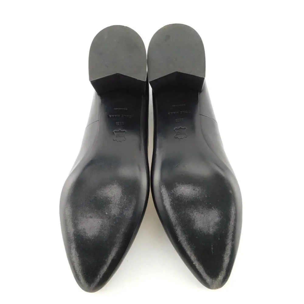 COLE HAAN Black Leather Block Heel Pumps 11